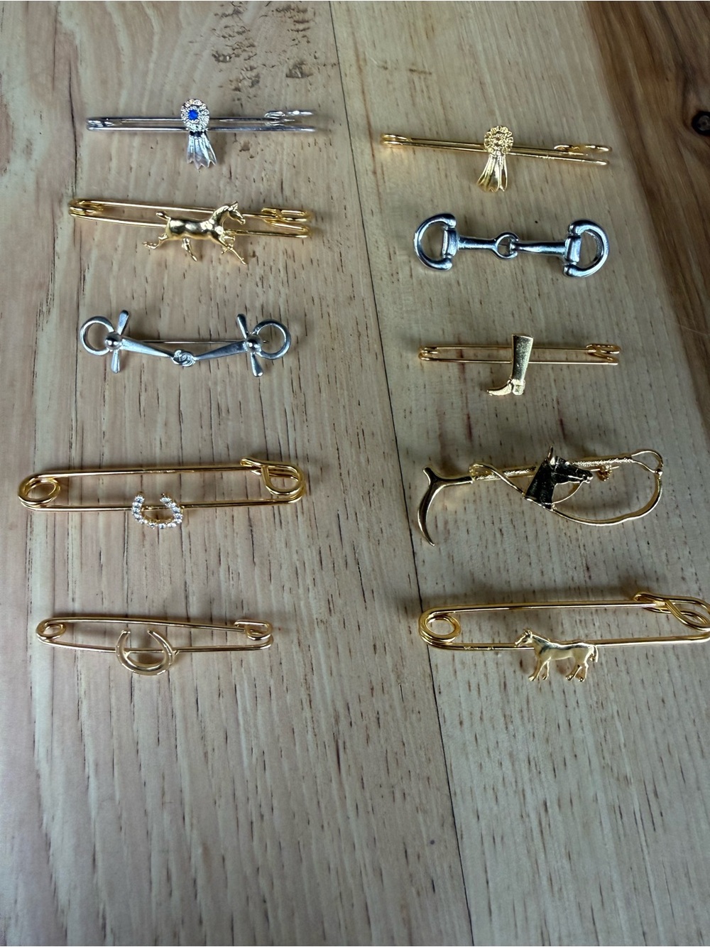 10 Equestrian Stock Tie Pin Lot A-For Foxhunting or Dressage